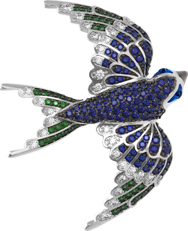 Подвеска из белого золота c эмалью и фианитом