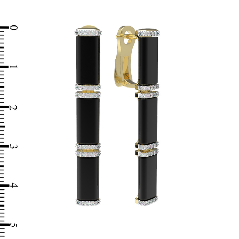 Серьги из лимонного золота c бриллиантами и ониксом