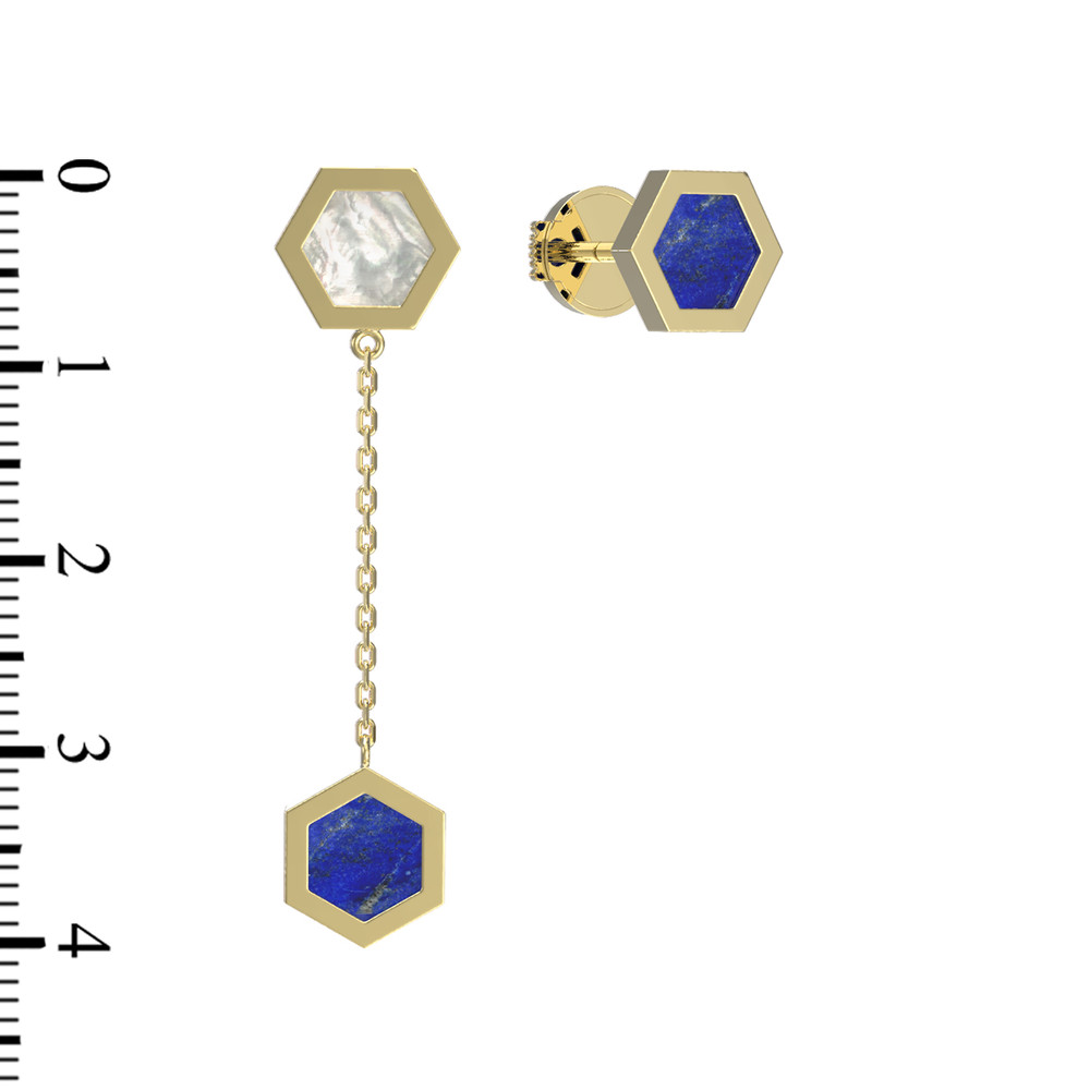 Серьги из лимонного золота c лазуритом и перламутром