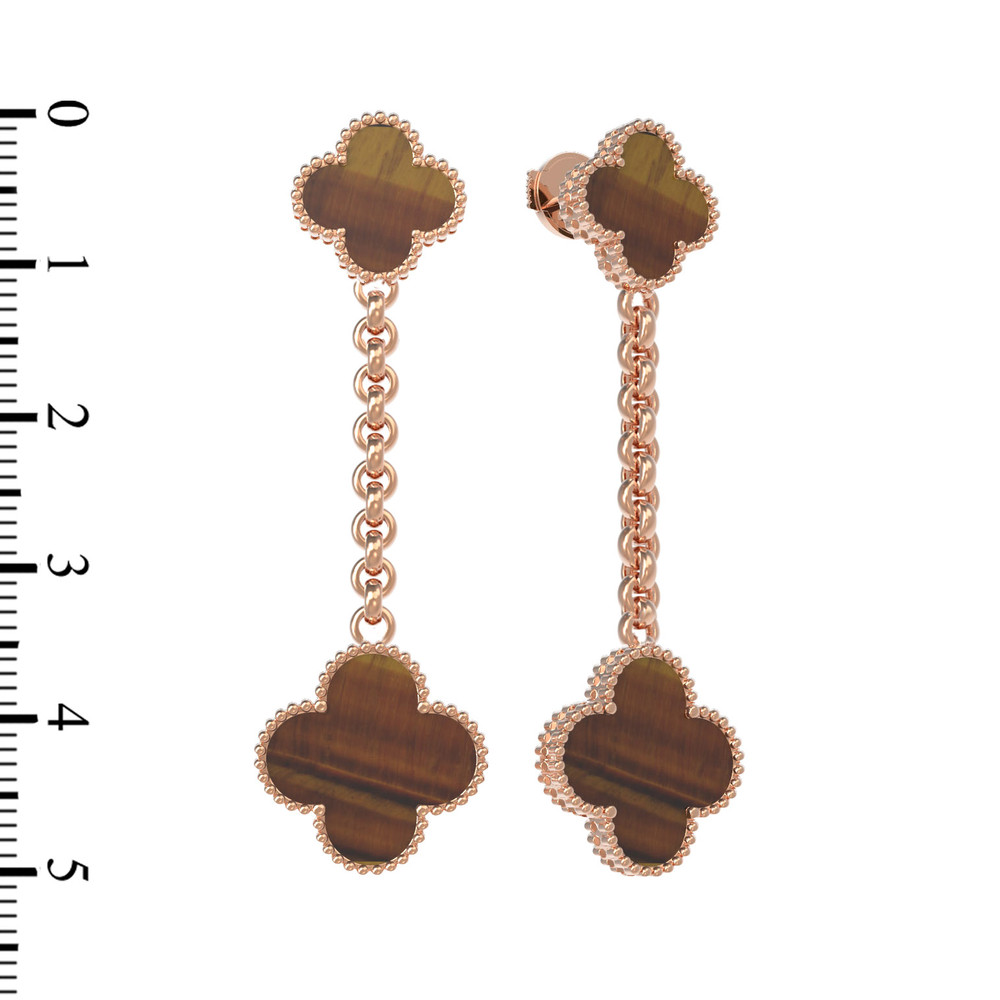 Серьги из золота c тигровым глазом