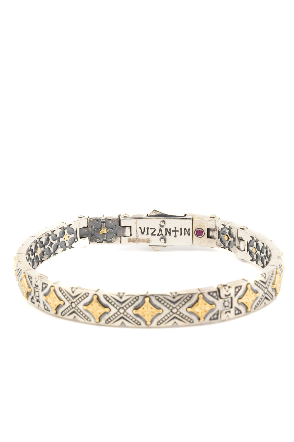 Браслет из серебра и золота c рубином