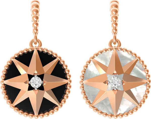 Подвеска из золота c фианитом, ониксом и перламутром