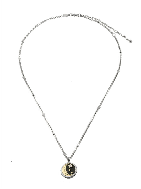 Колье из белого золота c бриллиантами, ониксом и перламутром