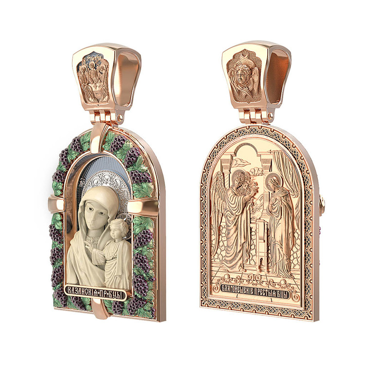 Образок из золота c эмалью и бивнем мамонта