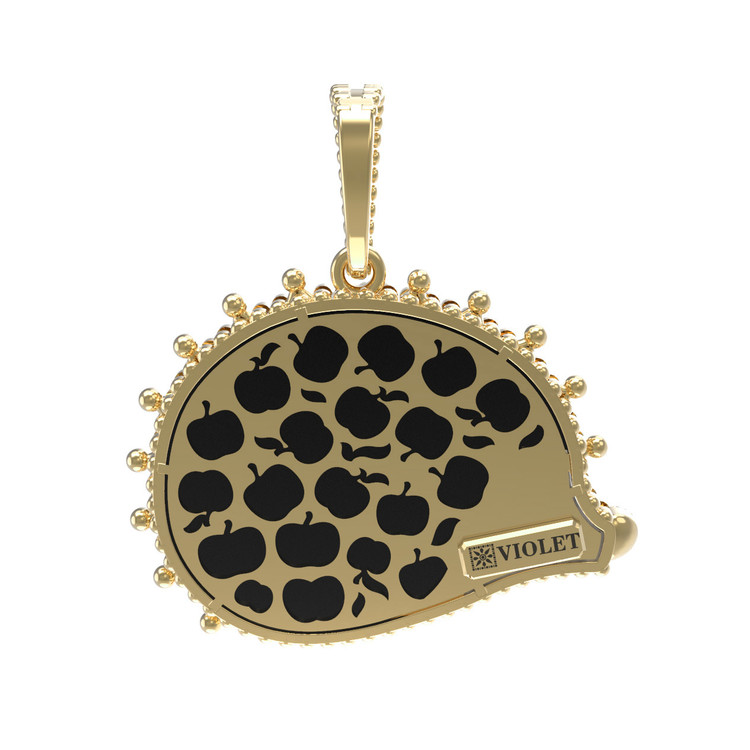 Подвеска из лимонного золота c эмалью, ониксом и перламутром