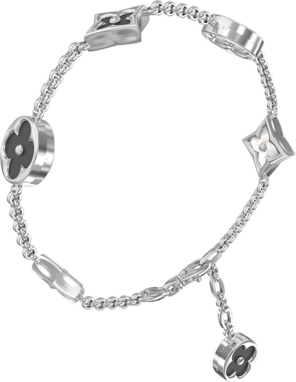 Браслет из белого золота c ониксом и перламутром