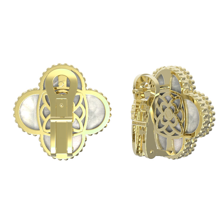 Серьги из лимонного золота c бриллиантами и перламутром