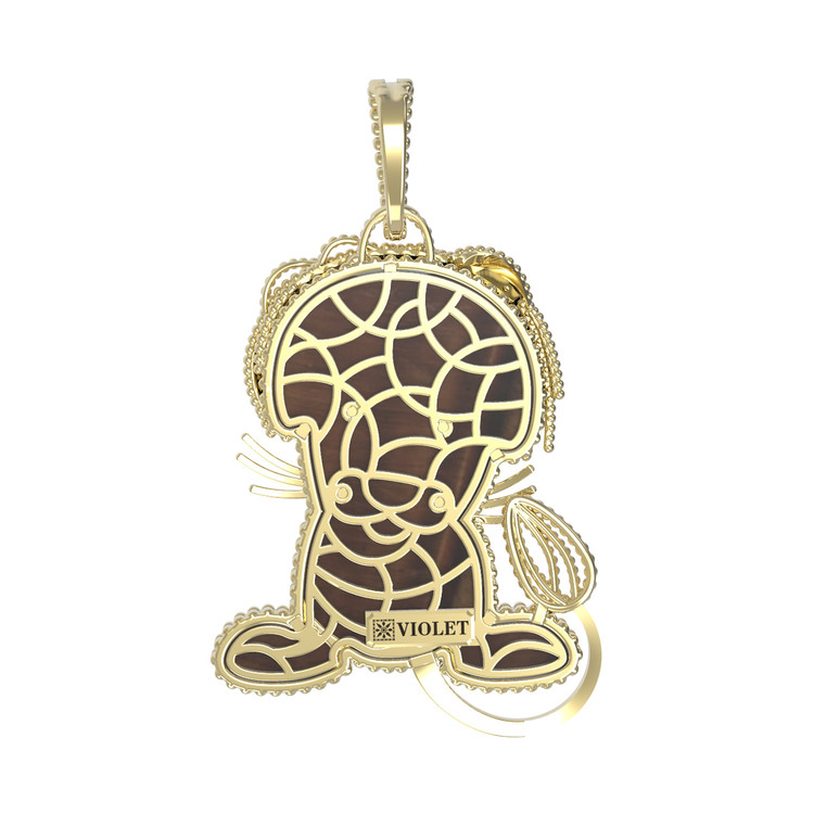 Подвеска из лимонного золота c эмалью и тигровым глазом