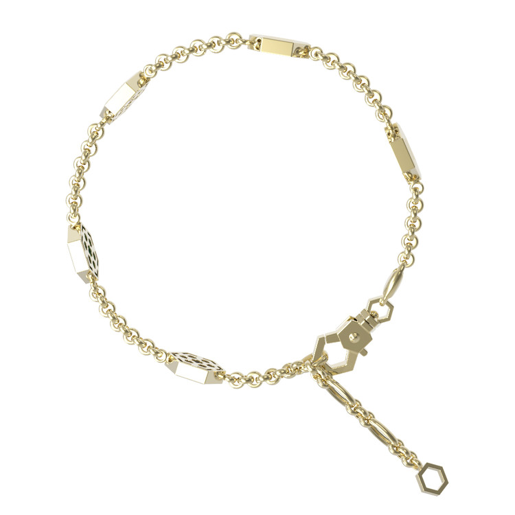 Браслет из лимонного золота c ониксом, лазуритом, малахитом и перламутром