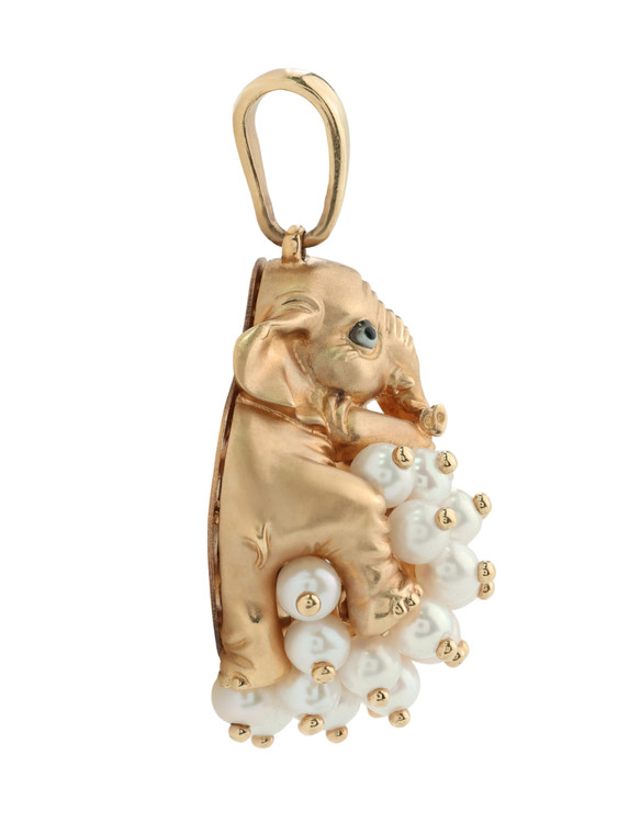 Подвеска из золота c эмалью и жемчугом