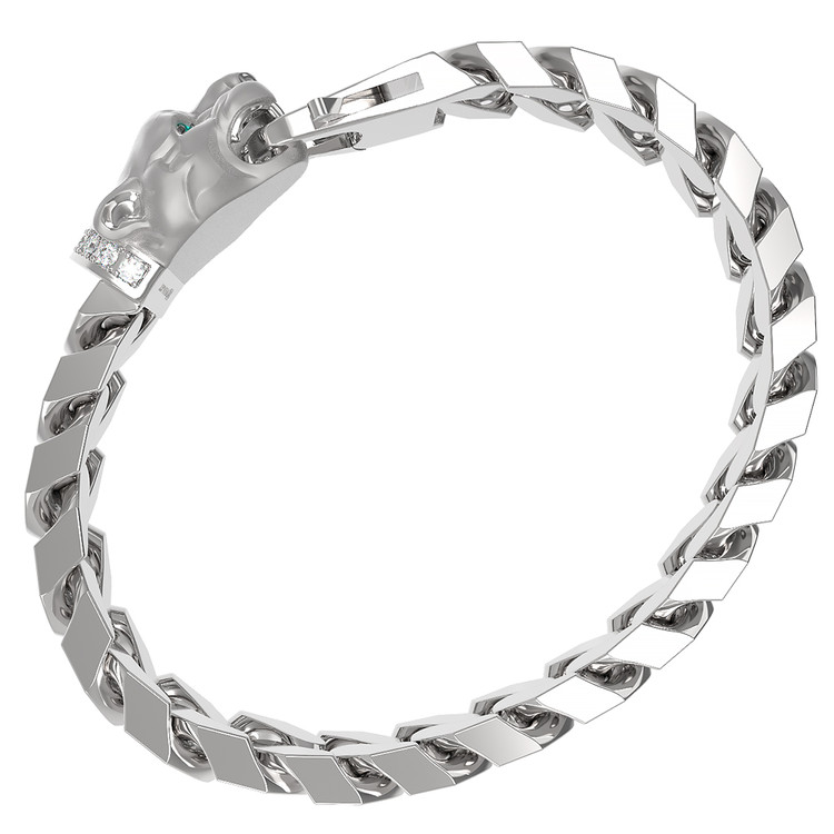 Браслет из белого золота c бриллиантами и изумрудом