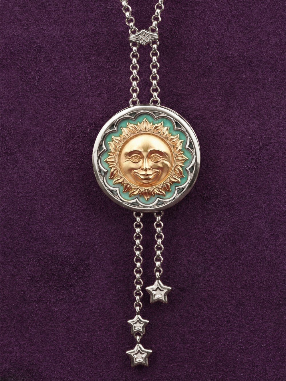 Колье из белого золота c бирюзой и лазуритом