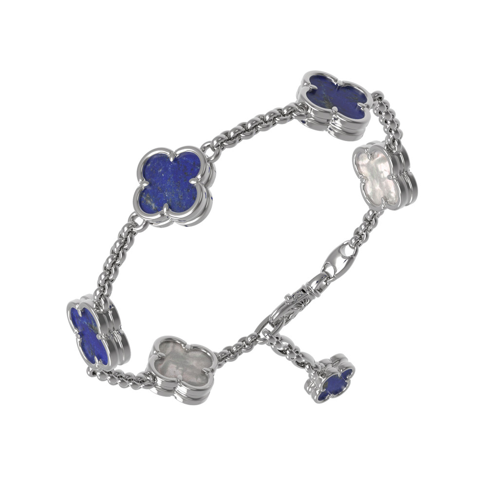 Браслет из белого золота c лазуритом и перламутром