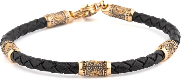 Браслет из золота c кожаным шнурком