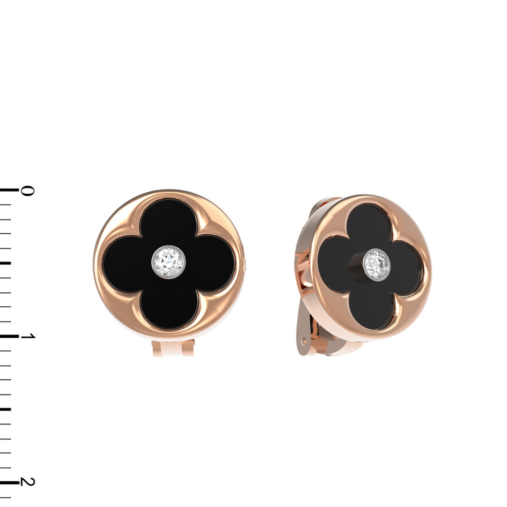 Серьги из золота c бриллиантами и ониксом