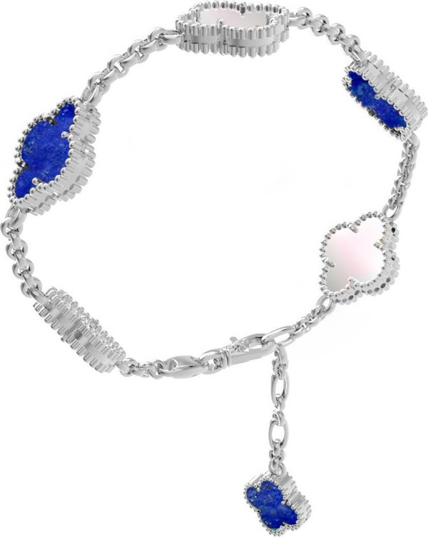 Браслет из белого золота c лазуритом и перламутром