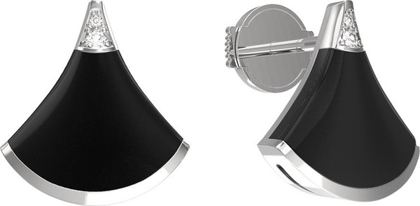 Серьги из белого золота c бриллиантами и ониксом