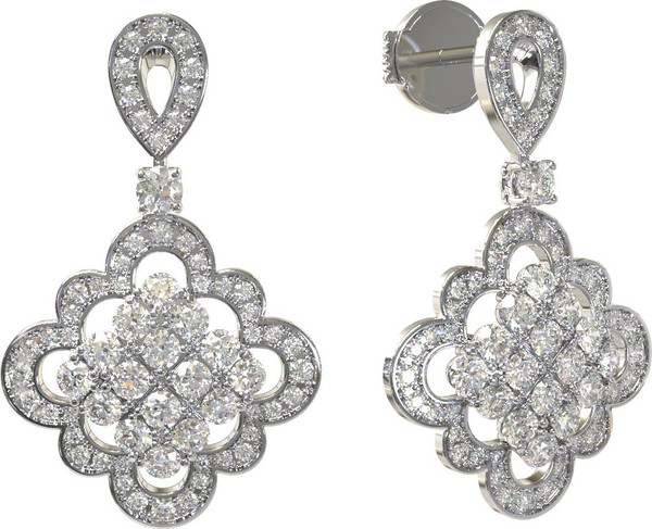 Серьги из белого золота c бриллиантами