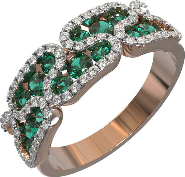 Кольцо из золота c бриллиантами и изумрудом