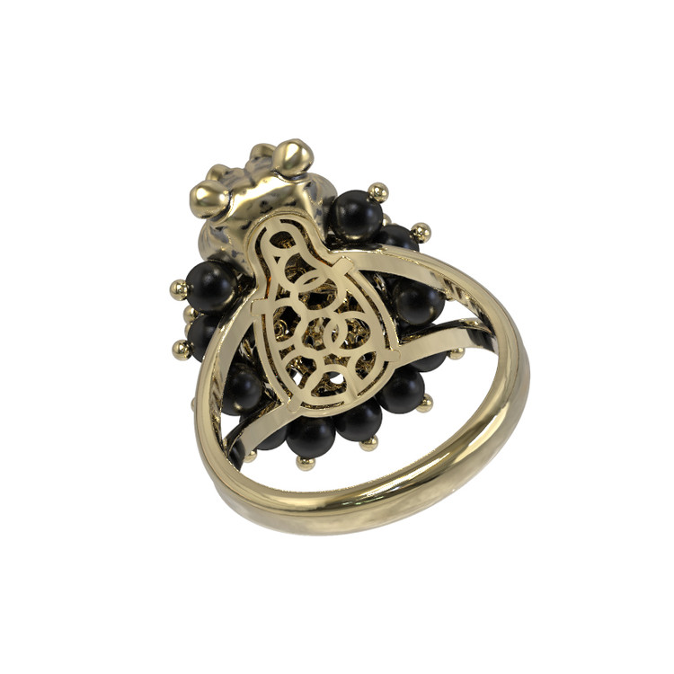 Кольцо из лимонного золота c эмалью и ониксом