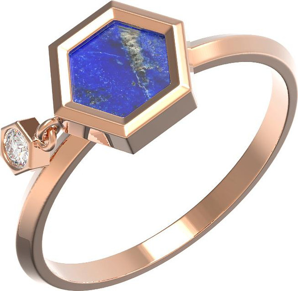 Кольцо из золота c бриллиантами и лазуритом