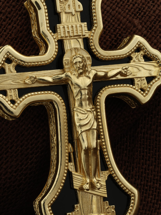 Крест из лимонного золота c ониксом