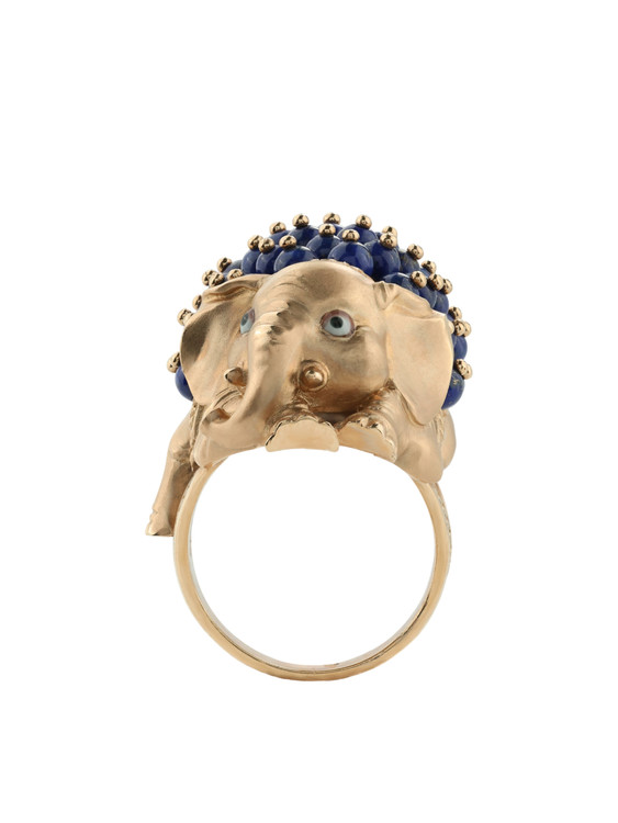 Кольцо из золота c эмалью и лазуритом