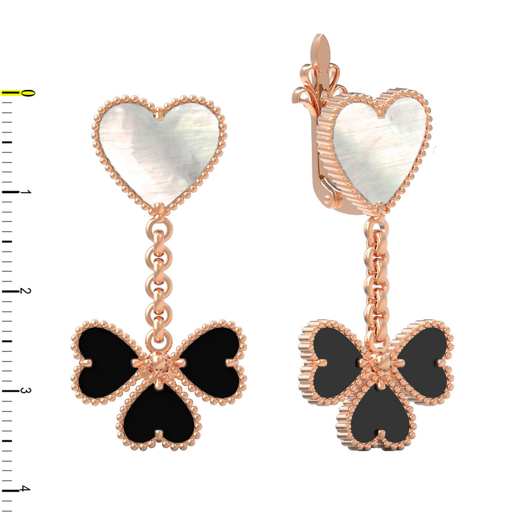 Серьги из золота c ониксом и перламутром