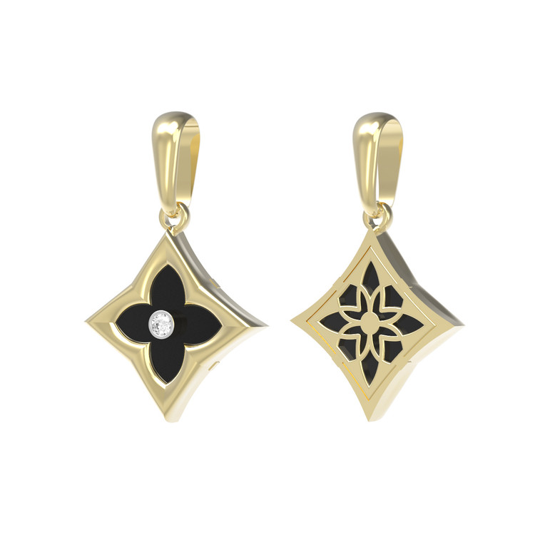 Подвеска из лимонного золота c бриллиантами и ониксом