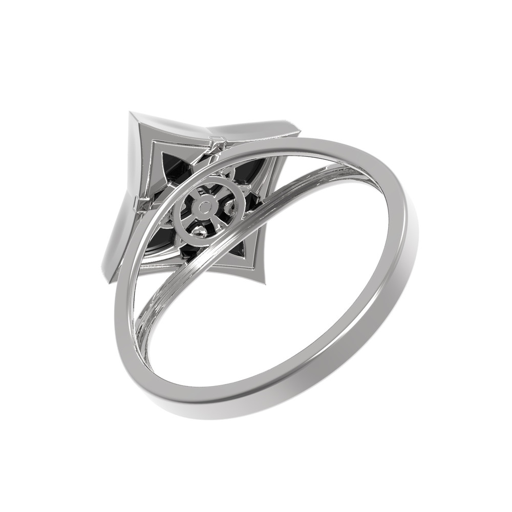 Кольцо из белого золота c бриллиантами и ониксом