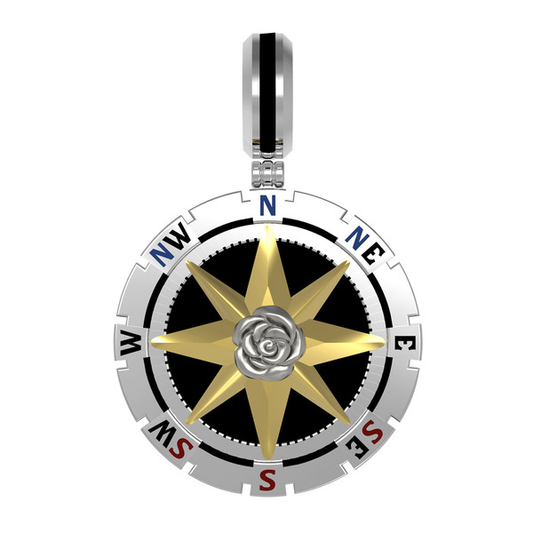 Подвеска из белого золота c эмалью и ониксом