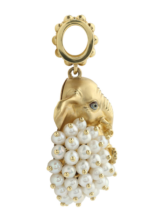 Подвеска из лимонного золота c эмалью и жемчугом