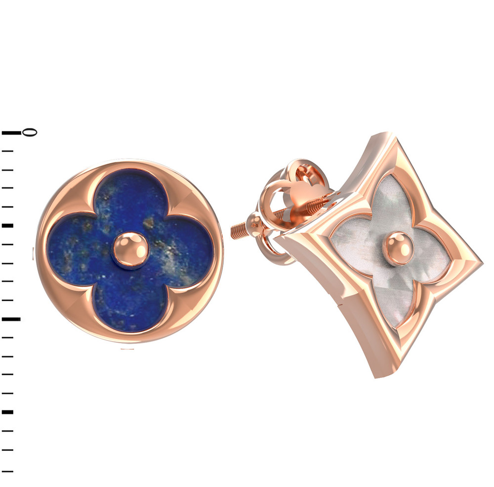 Серьги из золота c лазуритом и перламутром