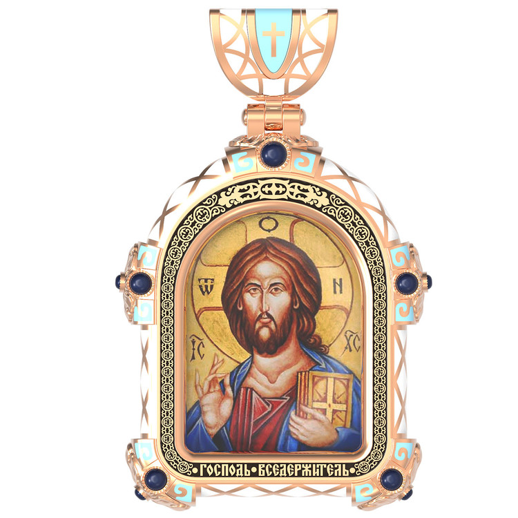 Образок из золота c эмалью, иконописью и темперой