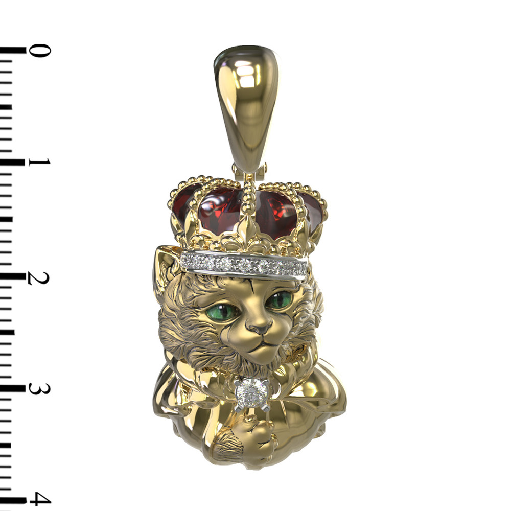 Подвеска из лимонного золота c эмалью, бриллиантами и рубином