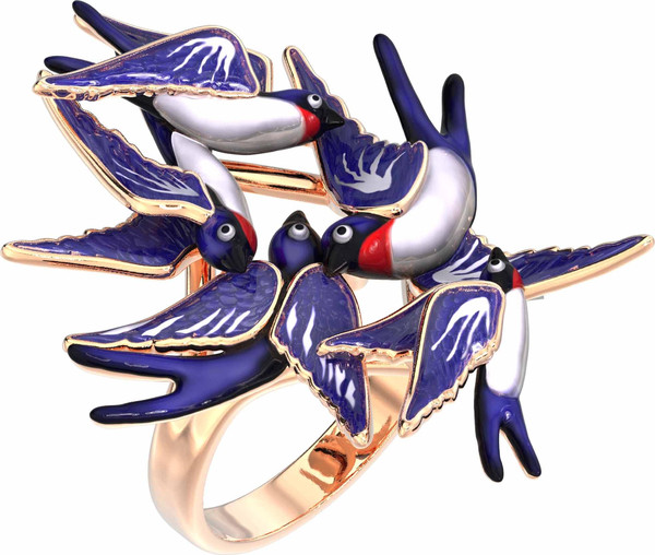 Кольцо из золота c эмалью