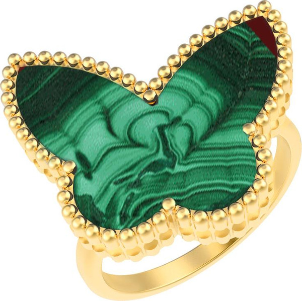 Кольцо из лимонного золота c малахитом