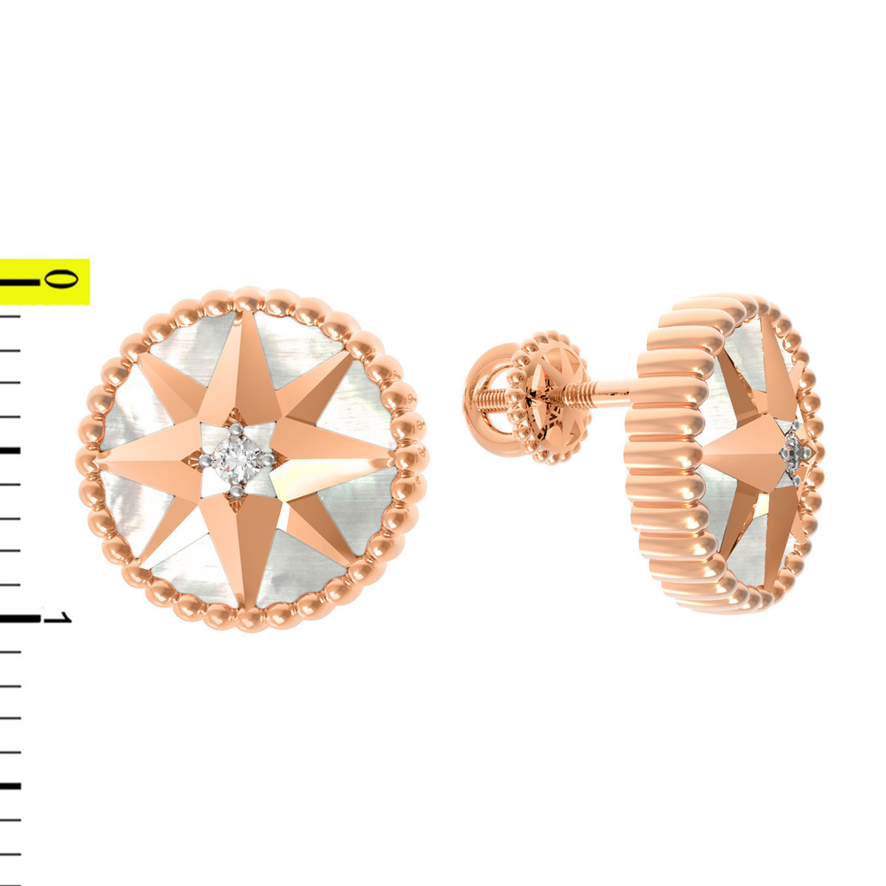 Серьги из золота c фианитом и перламутром