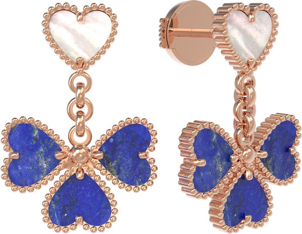 Серьги из золота c лазуритом и перламутром