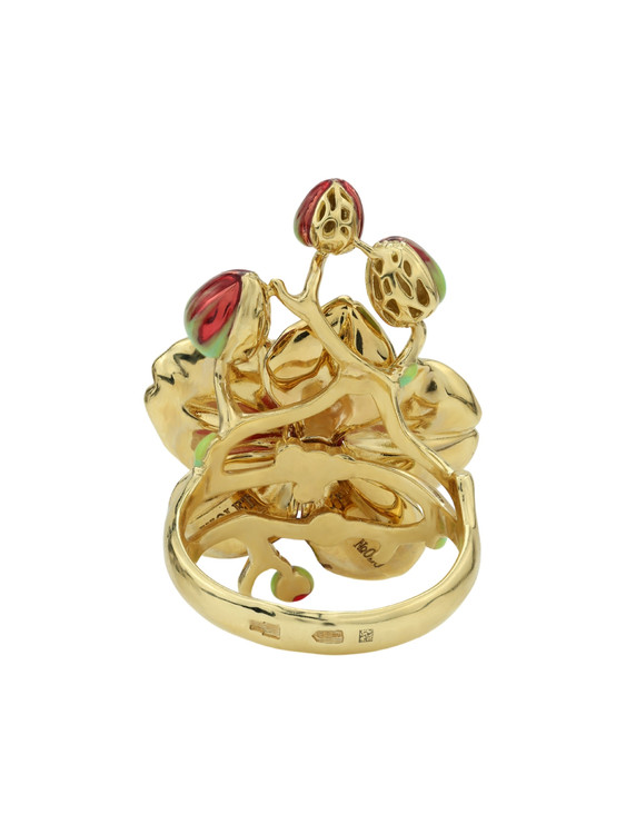 Кольцо из лимонного золота c эмалью