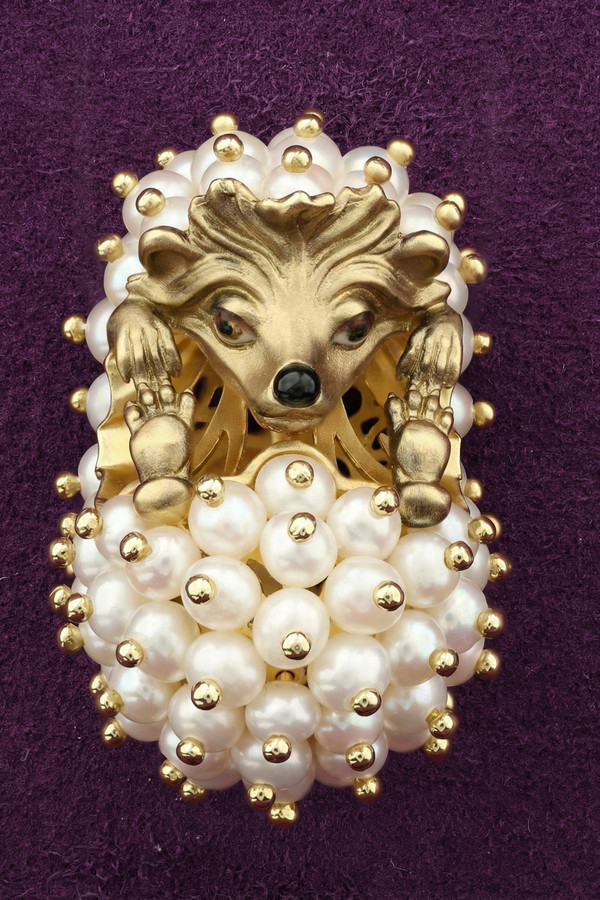 Подвеска из лимонного золота c эмалью и жемчугом