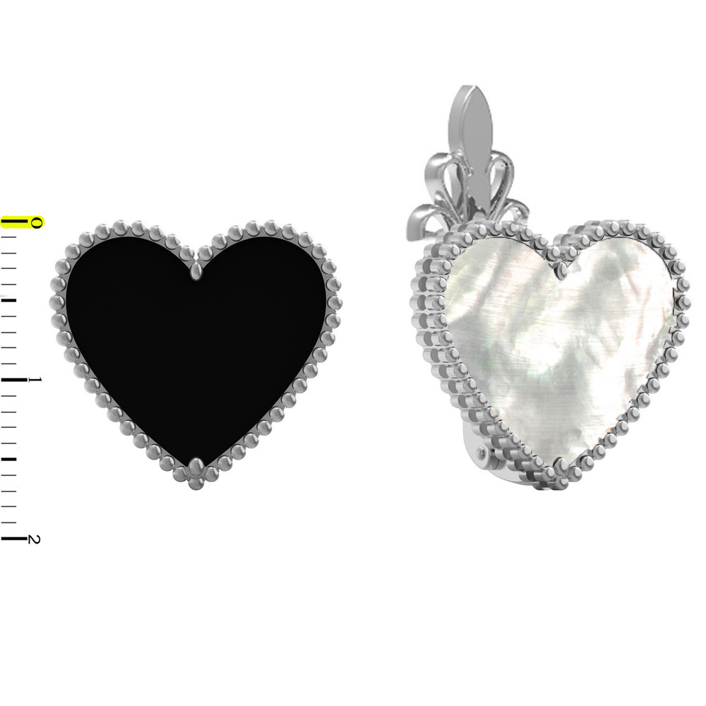 Серьги из белого золота c ониксом и перламутром