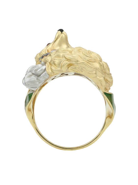 Кольцо из лимонного золота c эмалью