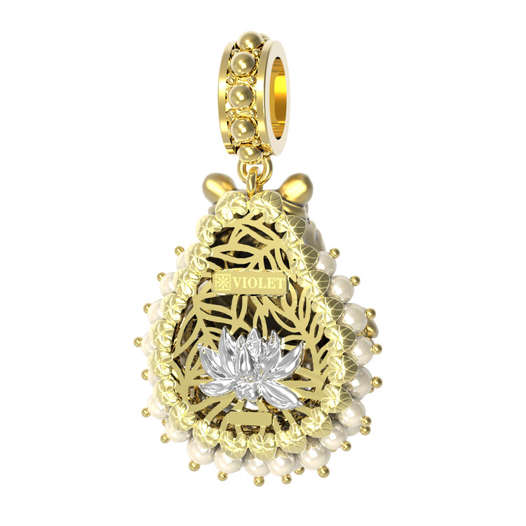 Подвеска из лимонного золота c эмалью и жемчугом