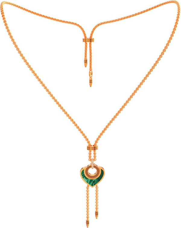 Колье из золота c фианитом, малахитом и перламутром