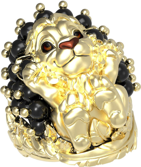 Кольцо из лимонного золота c эмалью и ониксом