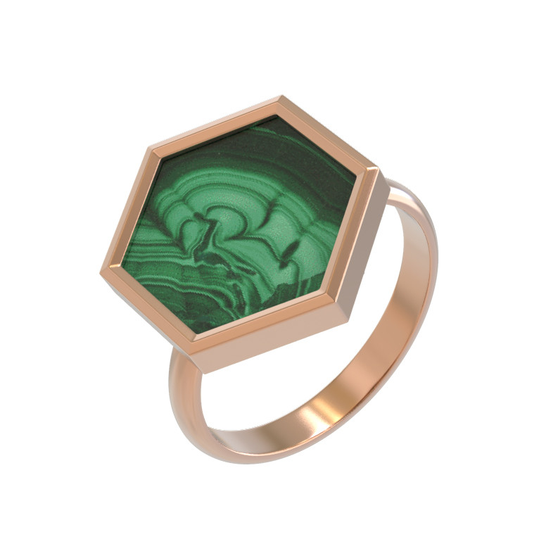 Кольцо из золота c малахитом