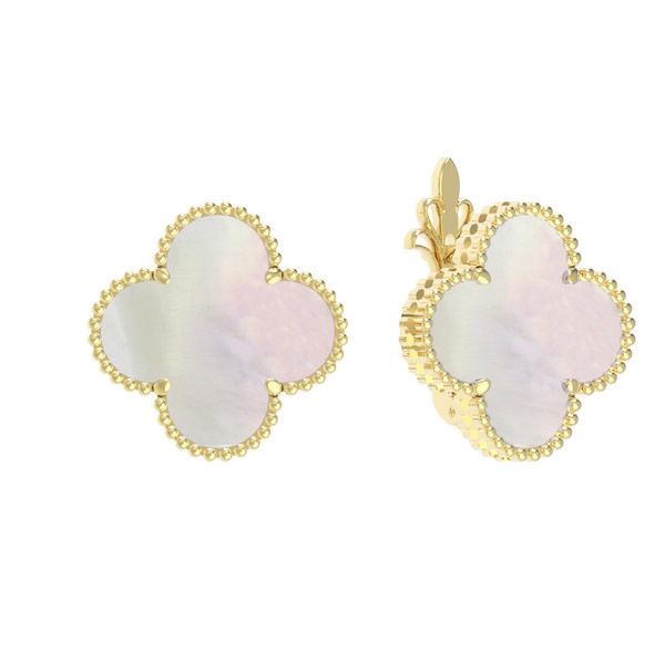 Серьги из лимонного золота c перламутром