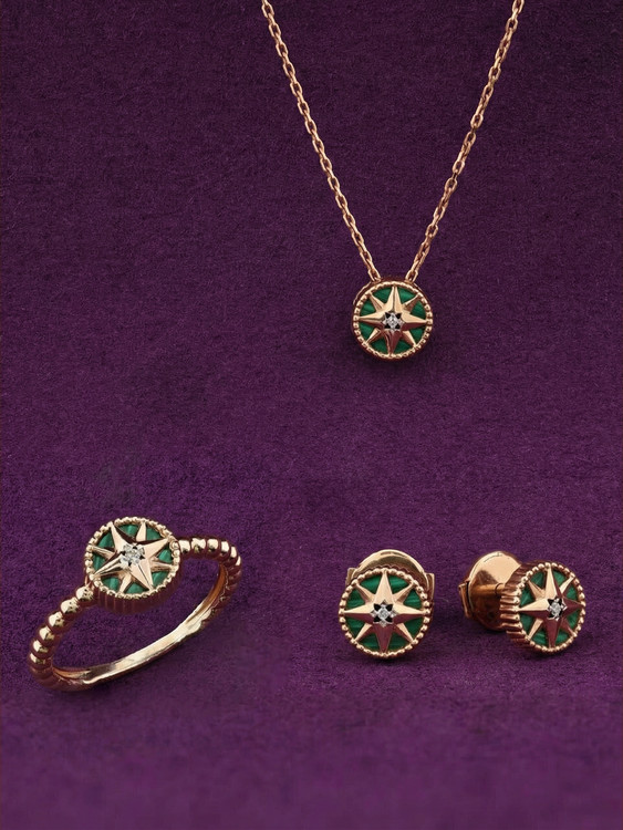 Колье из золота c бриллиантами и малахитом