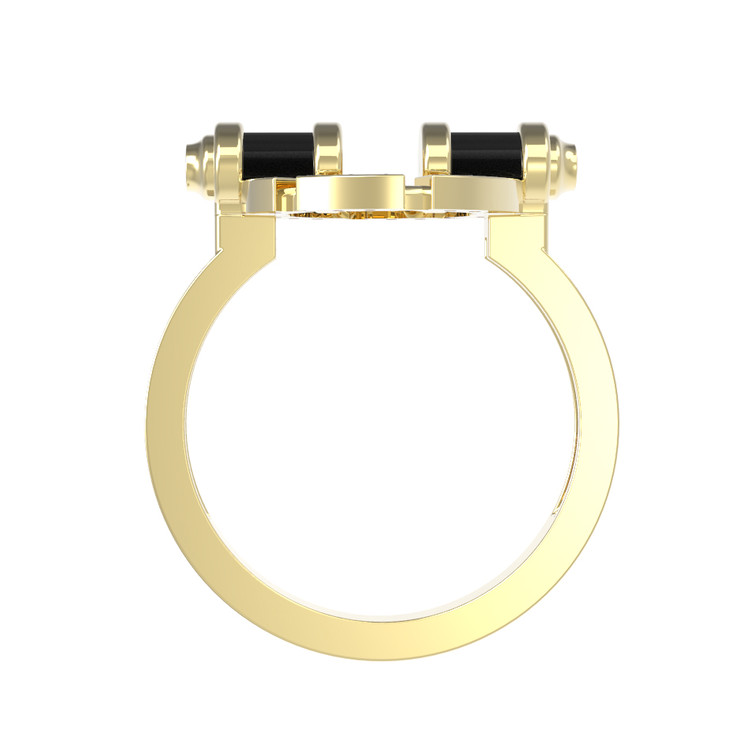 Кольцо из лимонного золота c бриллиантами и ониксом